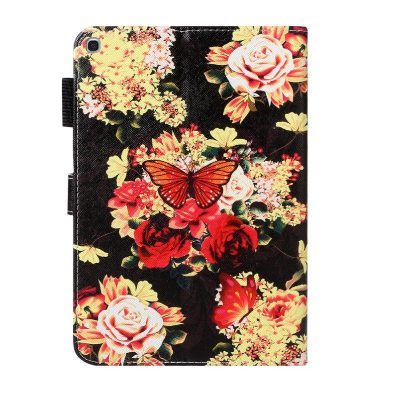 Flip Cover Læder Samsung Galaxy Tab A 10.1 (2019) Sort Blomster