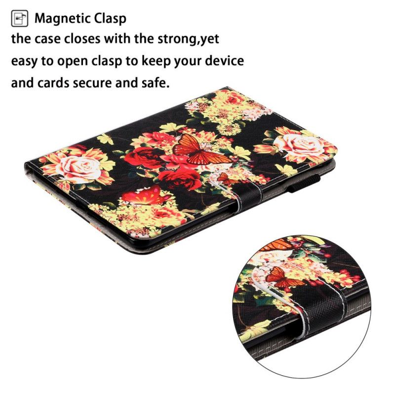 Flip Cover Læder Samsung Galaxy Tab A 10.1 (2019) Sort Blomster