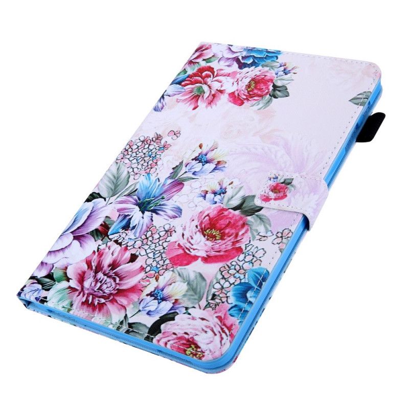 Flip Cover Læder Samsung Galaxy Tab A 10.1 (2019) Sort Blomsterdesign Original