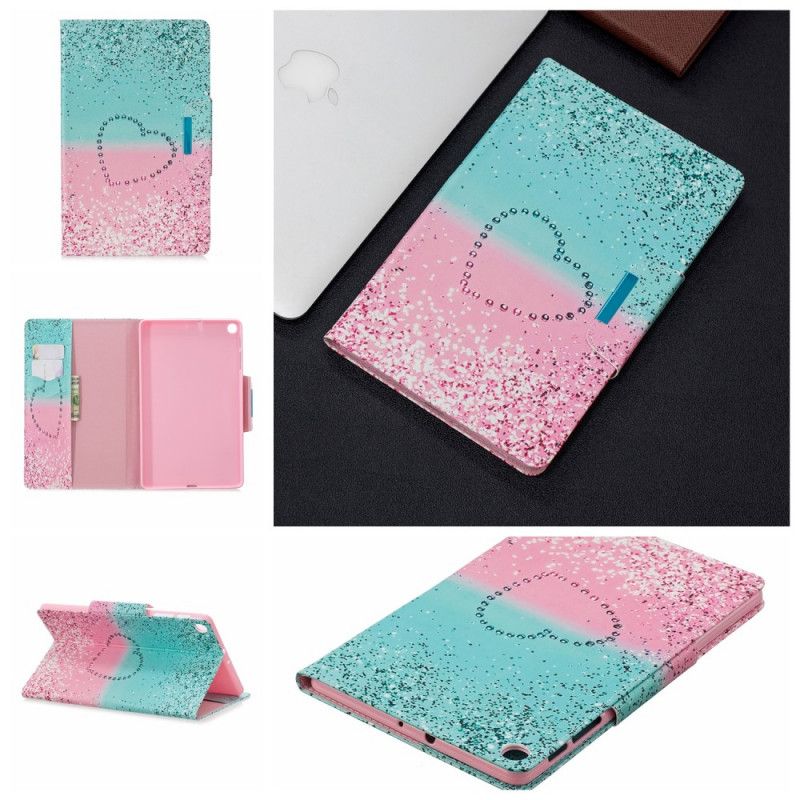 Flip Cover Samsung Galaxy Tab A 10.1 (2019) Mobilcover Glitterhjerte Med Design