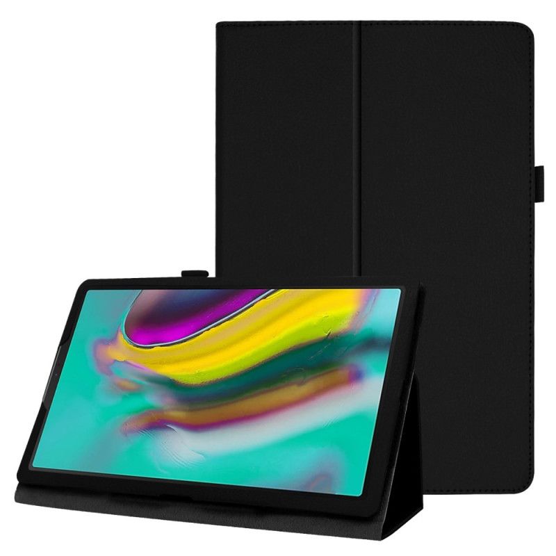 Flip Cover Samsung Galaxy Tab A 10.1 (2019) Sort Mobilcover 2 Litchi-Imiterede Læderklapper