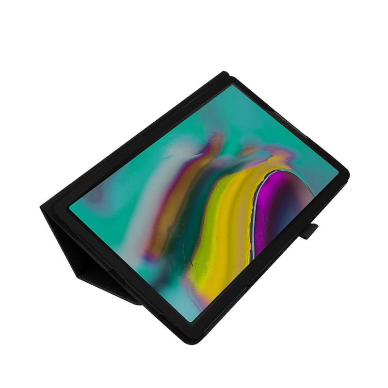 Flip Cover Samsung Galaxy Tab A 10.1 (2019) Sort Mobilcover 2 Litchi-Imiterede Læderklapper