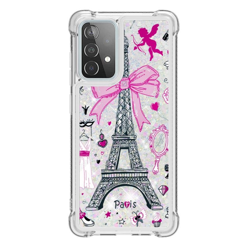 Cover Samsung Galaxy A52 4G / A52 5G Eiffeltårnet Glitter Beskyttelse