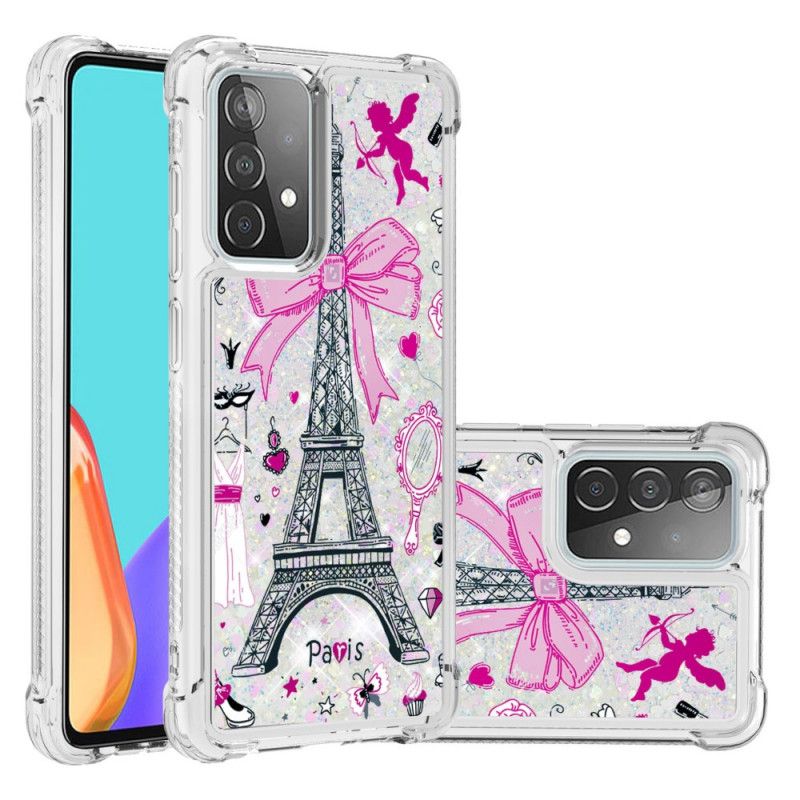 Cover Samsung Galaxy A52 4G / A52 5G Eiffeltårnet Glitter Beskyttelse