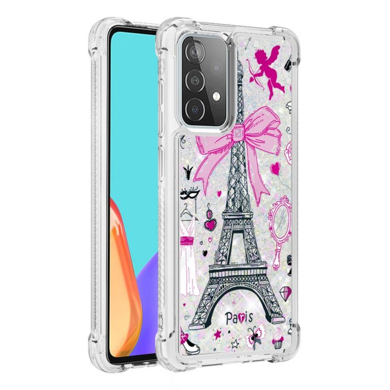 Cover Samsung Galaxy A52 4G / A52 5G Eiffeltårnet Glitter Beskyttelse