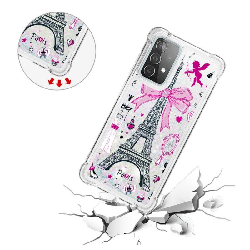 Cover Samsung Galaxy A52 4G / A52 5G Eiffeltårnet Glitter Beskyttelse