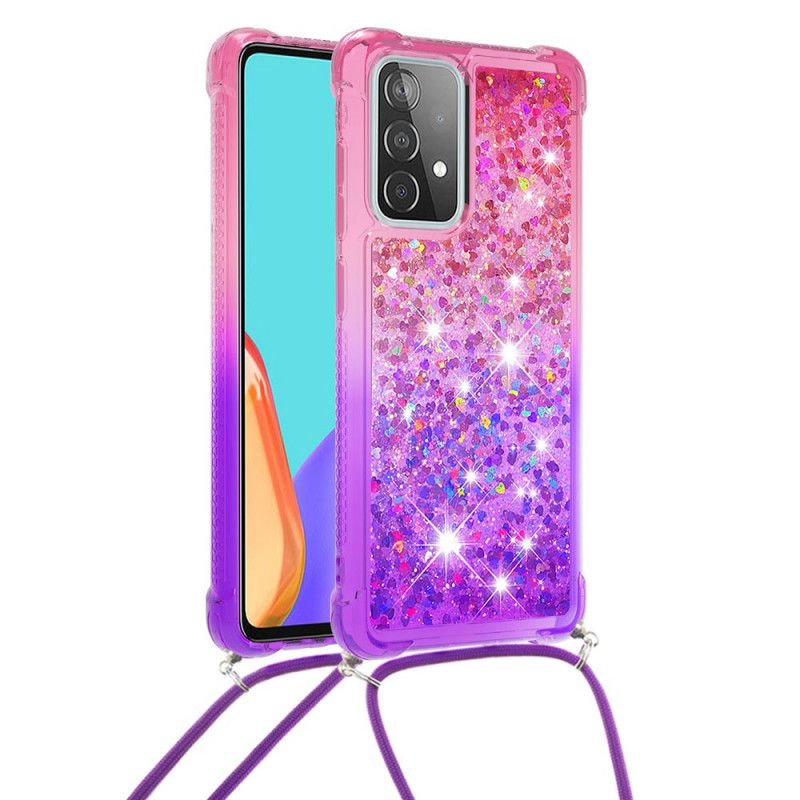 Cover Samsung Galaxy A52 4G / A52 5G Magenta Silikone Glitter Og Ledning