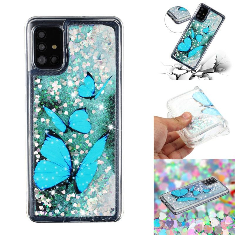 Cover Samsung Galaxy A52 4G / A52 5G Mobilcover Glitter Flyvende Sommerfugle