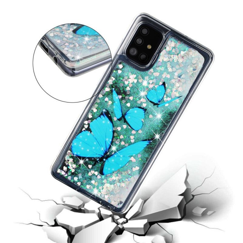 Cover Samsung Galaxy A52 4G / A52 5G Mobilcover Glitter Flyvende Sommerfugle