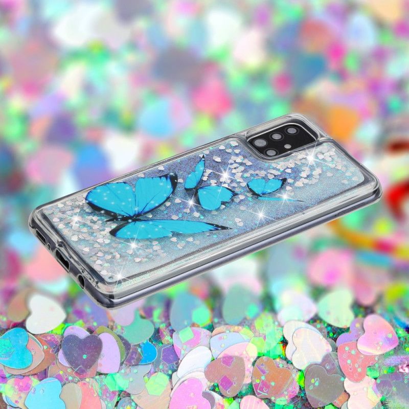 Cover Samsung Galaxy A52 4G / A52 5G Mobilcover Glitter Flyvende Sommerfugle