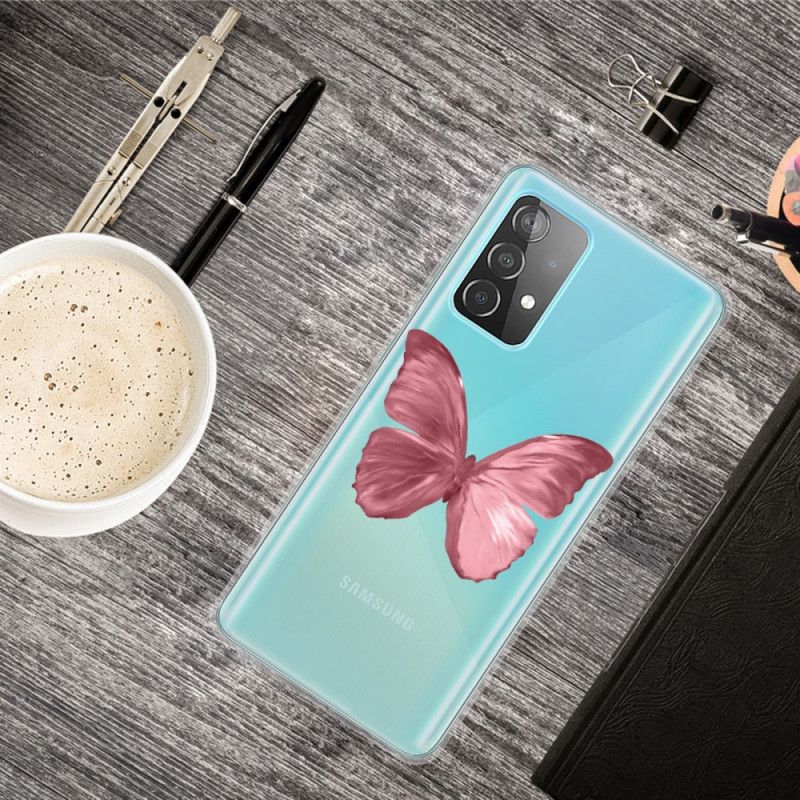 Cover Samsung Galaxy A52 4G / A52 5G Mørkeblå Vilde Sommerfugle