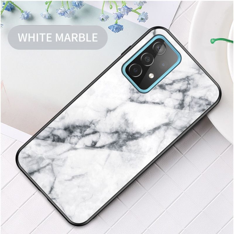 Cover Samsung Galaxy A52 4G / A52 5G Sort Marmorfarver Hærdet Glas