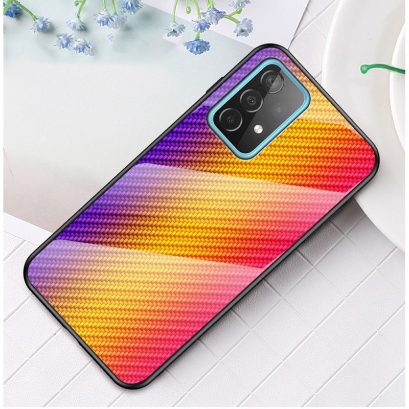 Cover Samsung Galaxy A52 4G / A52 5G Sort Mobilcover Kulfiber Hærdet Glas