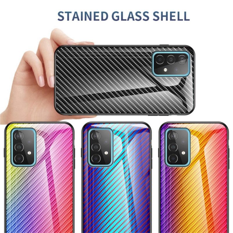 Cover Samsung Galaxy A52 4G / A52 5G Sort Mobilcover Kulfiber Hærdet Glas