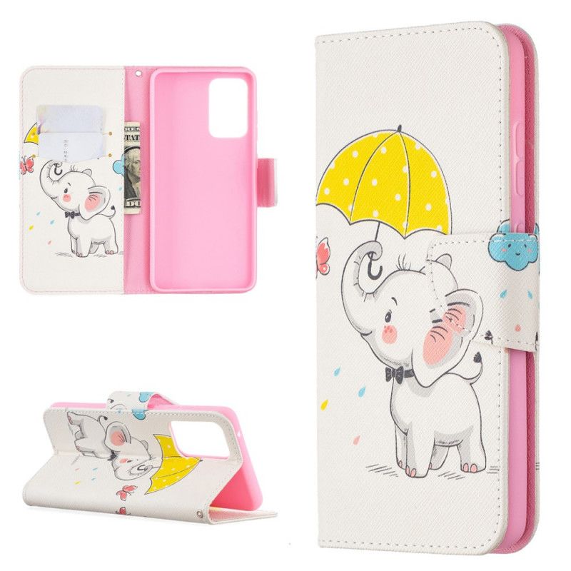 Flip Cover Læder for Samsung Galaxy A52 4G / A52 5G Baby Elefant