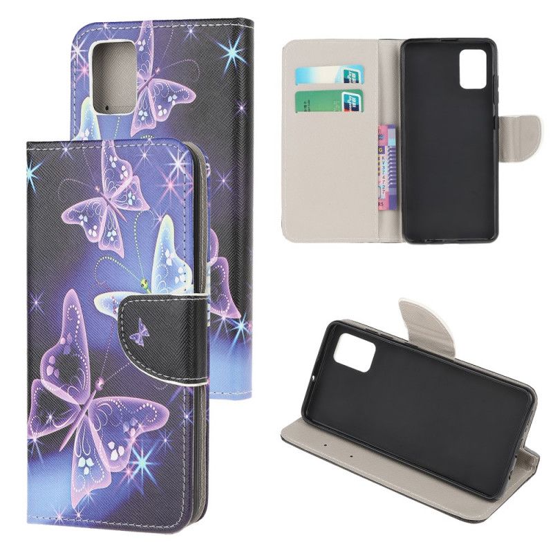 Flip Cover Læder for Samsung Galaxy A52 4G / A52 5G Neonsommerfugle