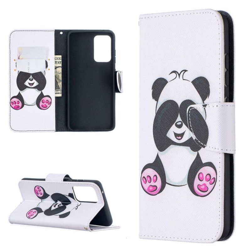 Flip Cover Læder for Samsung Galaxy A52 4G / A52 5G Sjov Panda