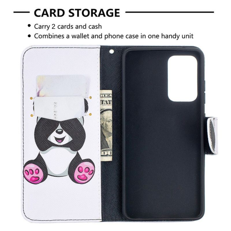 Flip Cover Læder for Samsung Galaxy A52 4G / A52 5G Sjov Panda