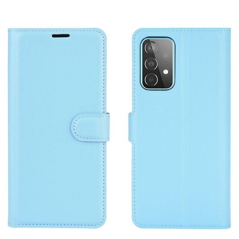 Flip Cover Læder for Samsung Galaxy A52 4G / A52 5G Sort Klassisk Litchi