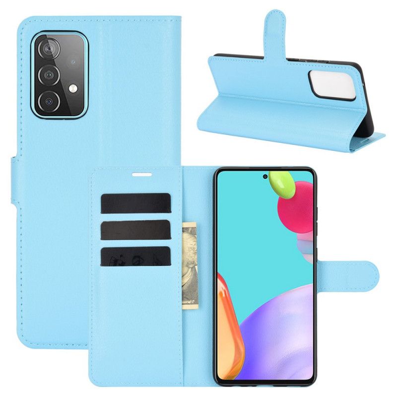 Flip Cover Læder for Samsung Galaxy A52 4G / A52 5G Sort Klassisk Litchi