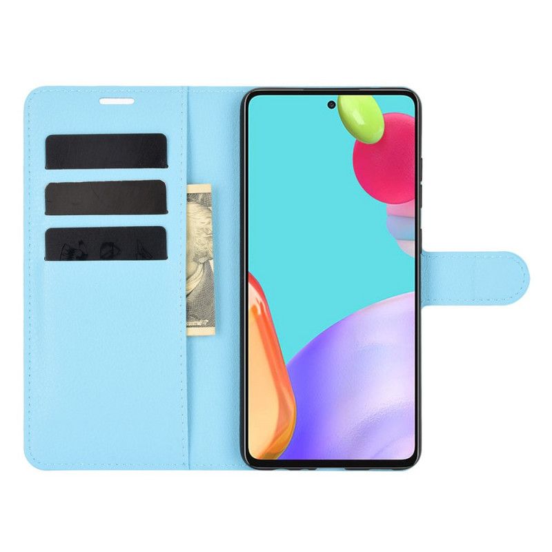 Flip Cover Læder for Samsung Galaxy A52 4G / A52 5G Sort Klassisk Litchi