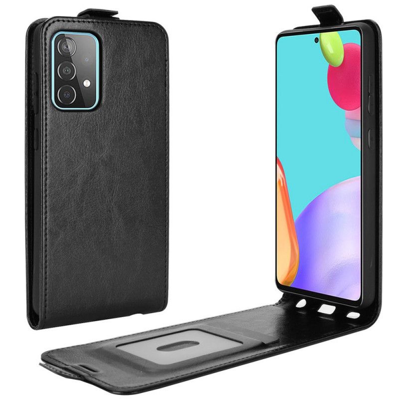 Flip Cover Læder for Samsung Galaxy A52 4G / A52 5G Sort Lodret Lædereffektklap