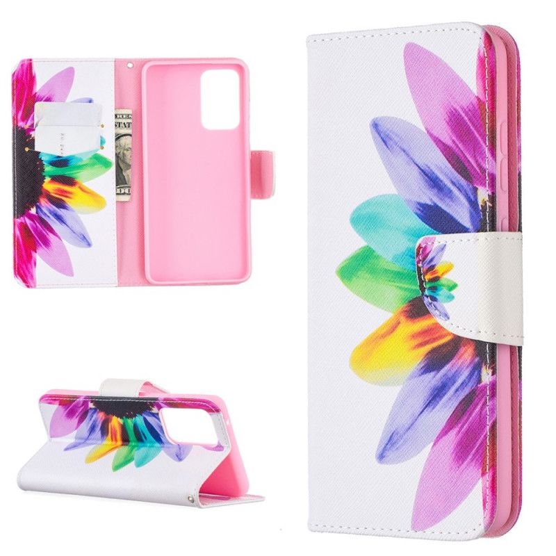 Flip Cover Læder Samsung Galaxy A52 4G / A52 5G Akvarelblomst