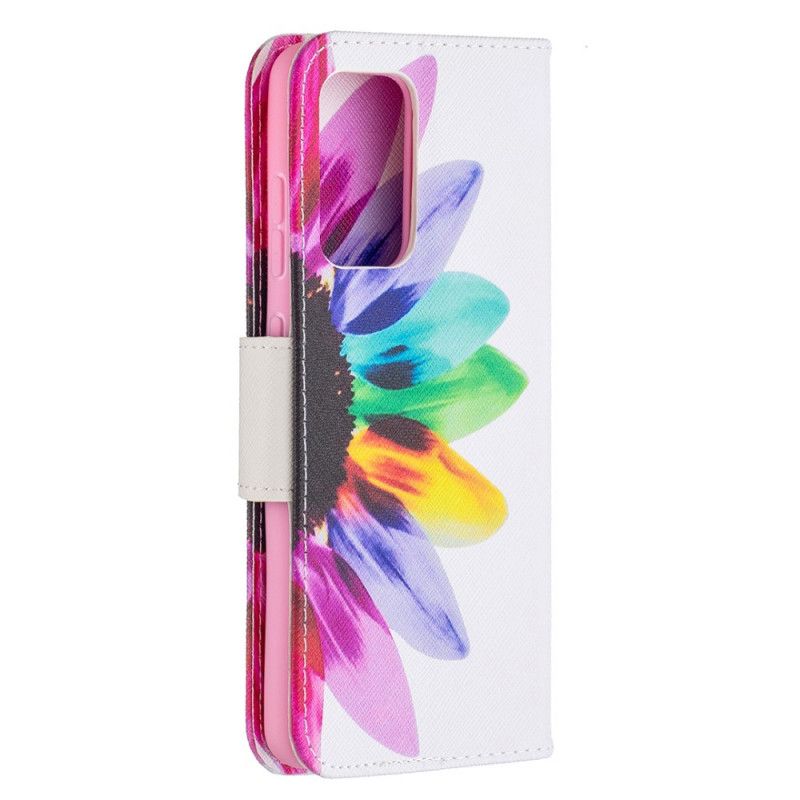 Flip Cover Læder Samsung Galaxy A52 4G / A52 5G Akvarelblomst