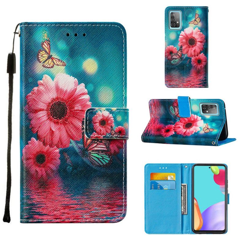 Flip Cover Læder Samsung Galaxy A52 4G / A52 5G Blomster Og Sommerfugle