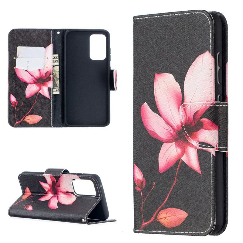 Flip Cover Læder Samsung Galaxy A52 4G / A52 5G Lyserød Blomst