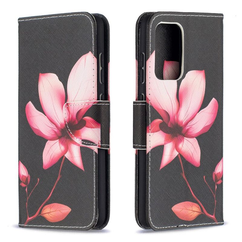 Flip Cover Læder Samsung Galaxy A52 4G / A52 5G Lyserød Blomst