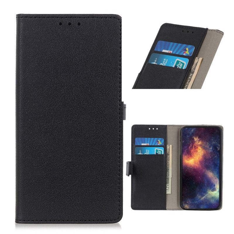 Flip Cover Læder Samsung Galaxy A52 4G / A52 5G Sort Grundfarvet Imiteret Læder Original