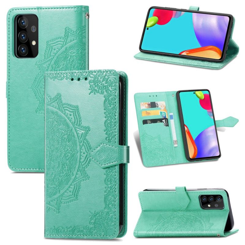 Flip Cover Læder Samsung Galaxy A52 4G / A52 5G Sort Middelaldermandala Beskyttelse