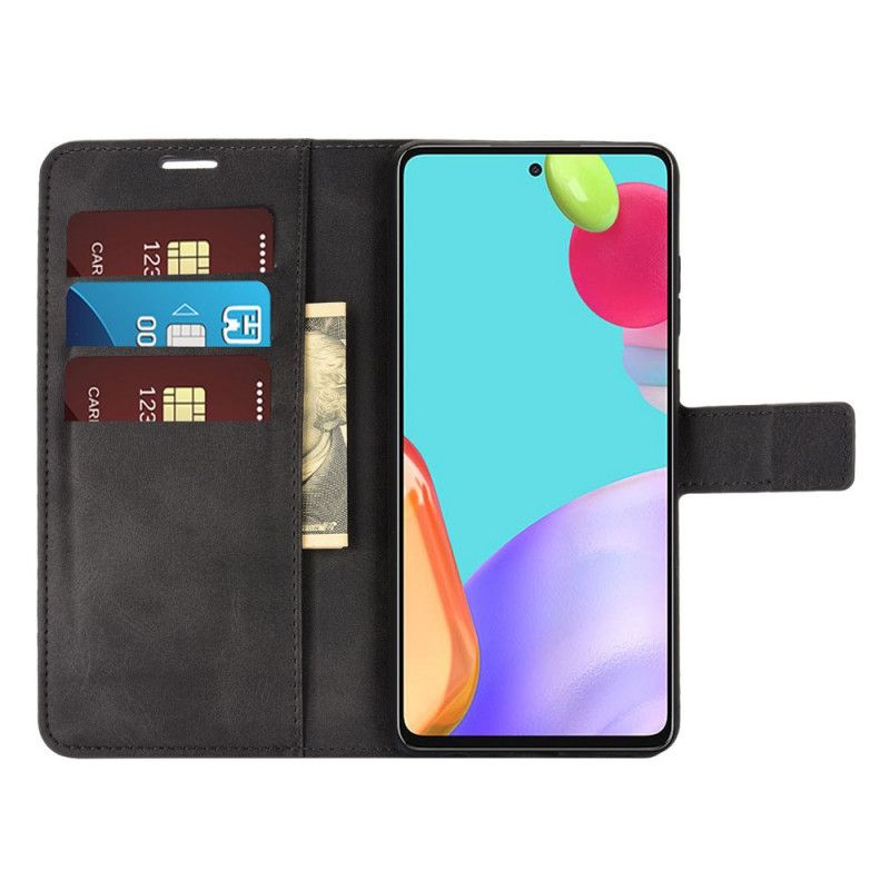 Flip Cover Læder Samsung Galaxy A52 4G / A52 5G Sort Slankt Imiteret Læder