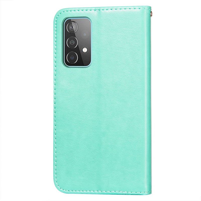 Flip Cover Samsung Galaxy A52 4G / A52 5G Rød Mobilcover Blomsterbroderiprint