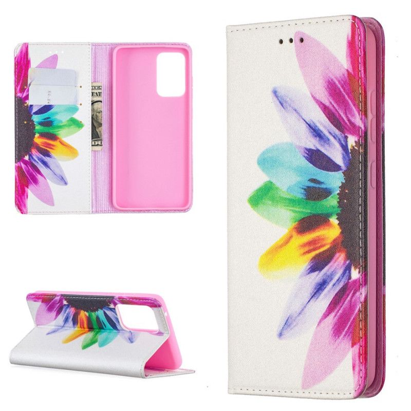 Læder Cover for Samsung Galaxy A52 4G / A52 5G Akvarelblomst