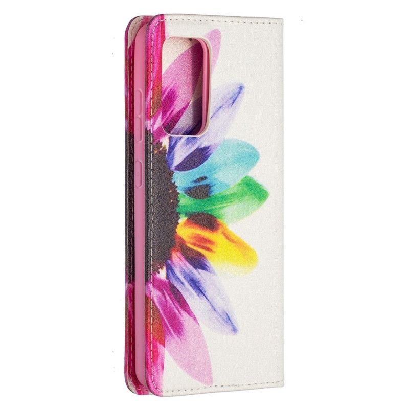 Læder Cover for Samsung Galaxy A52 4G / A52 5G Akvarelblomst