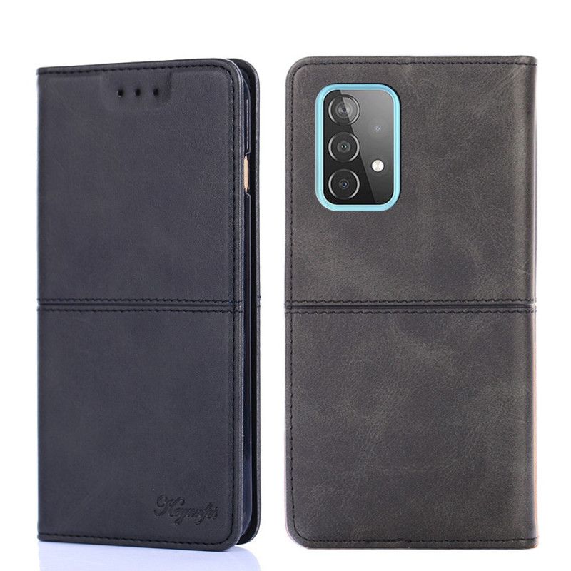 Læder Cover for Samsung Galaxy A52 4G / A52 5G Sort Couture Læder Stil