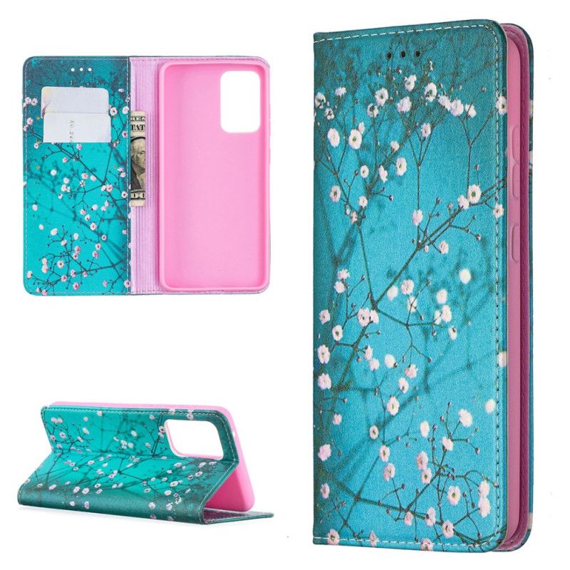 Læder Cover Samsung Galaxy A52 4G / A52 5G Blomstrende Grene