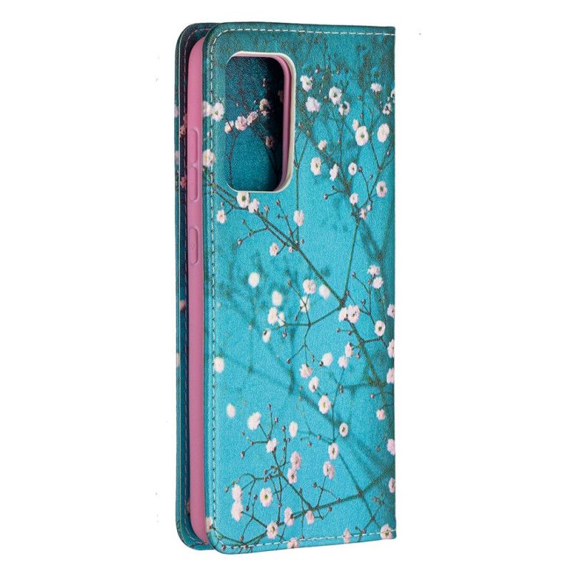 Læder Cover Samsung Galaxy A52 4G / A52 5G Blomstrende Grene