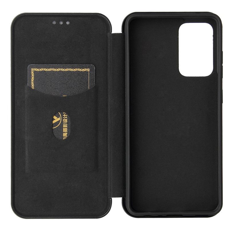 Læder Cover Samsung Galaxy A52 4G / A52 5G Sort Kulfiber