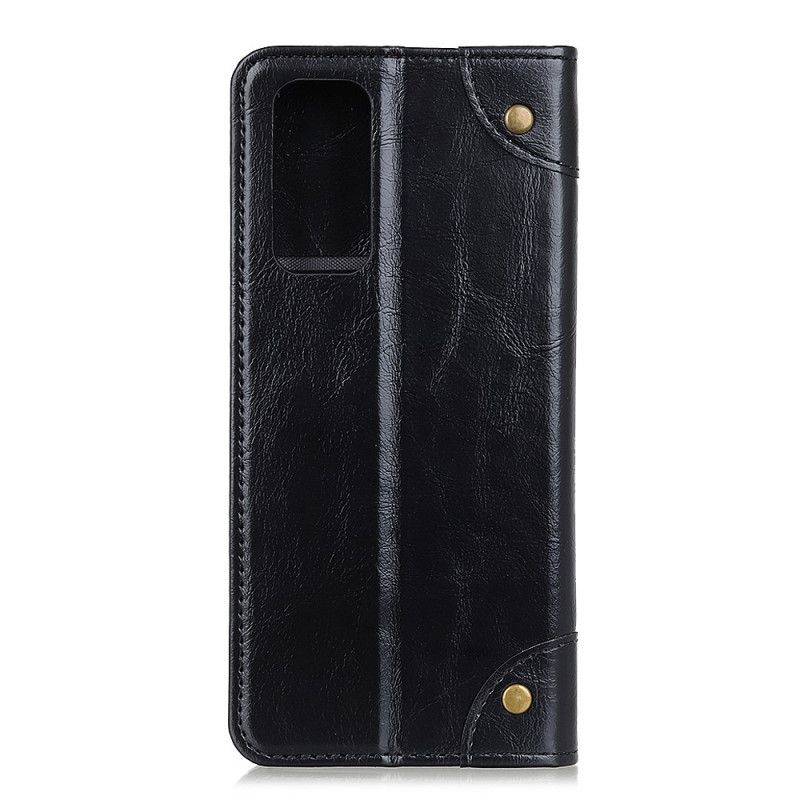 Læder Cover Samsung Galaxy A52 4G / A52 5G Sort Nappalæder Stil