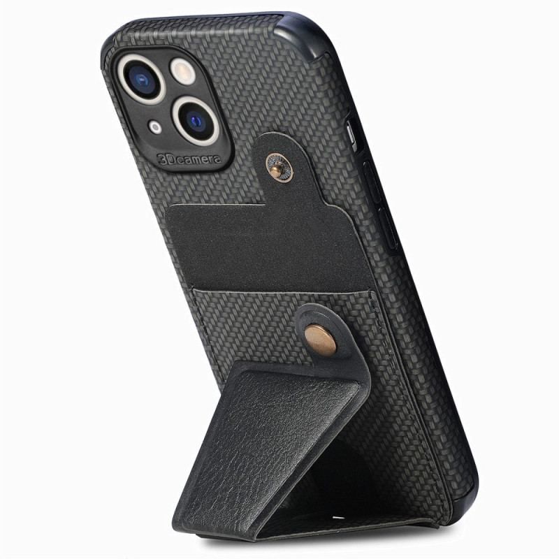 Cover iPhone 14 Carbon Fiber Kortholder Beslag