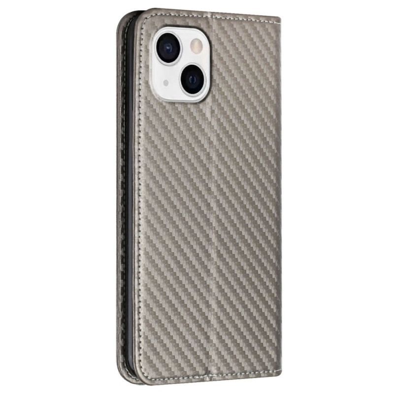 Cover iPhone 14 Med Snor Flip Cover Strappy Carbon Fiber Style