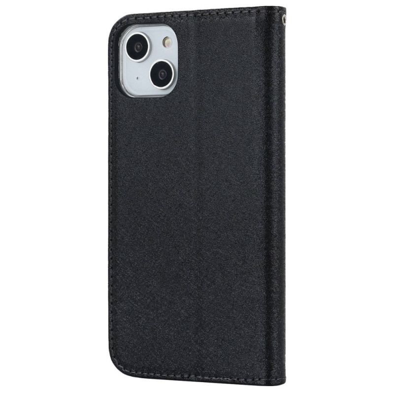 Cover iPhone 14 Med Snor Flip Cover Strappy Silke