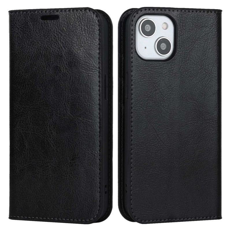 Cover iPhone 14 Plus Flip Cover Ægte Læder