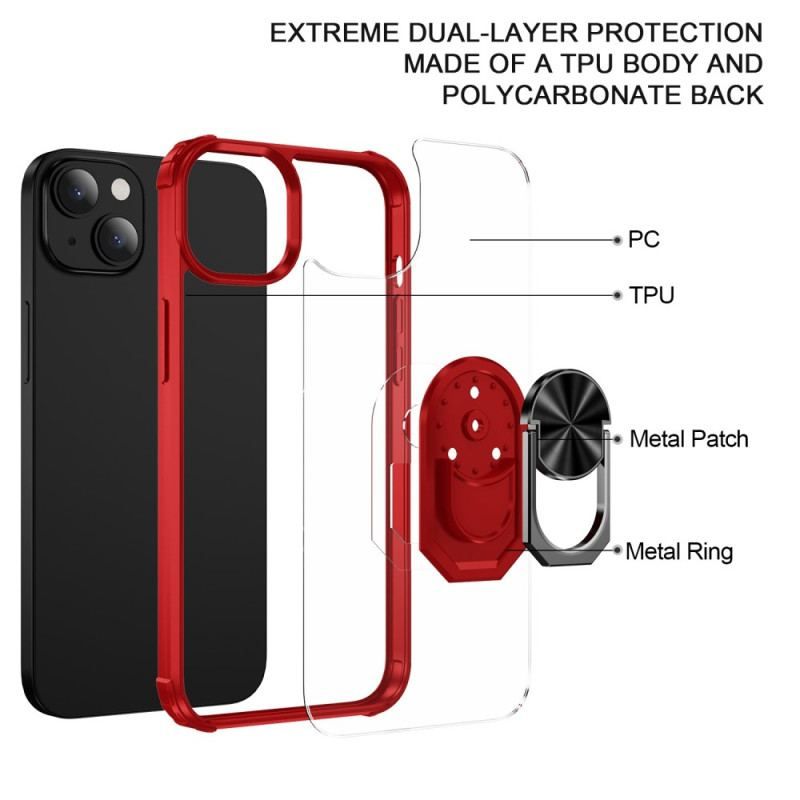 Cover iPhone 14 Plus Gennemsigtig Med Ring-support