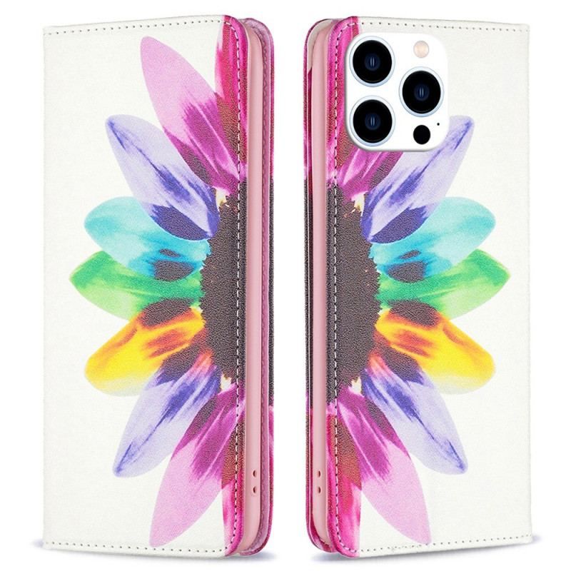 Cover iPhone 14 Pro Flip Cover Akvarel Blomst