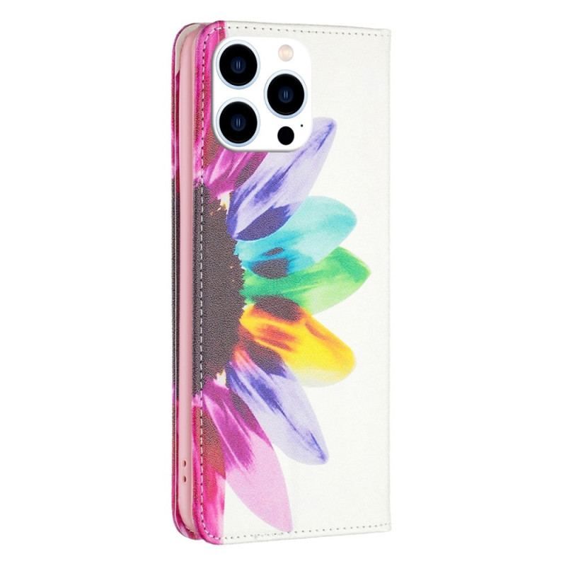 Cover iPhone 14 Pro Flip Cover Akvarel Blomst