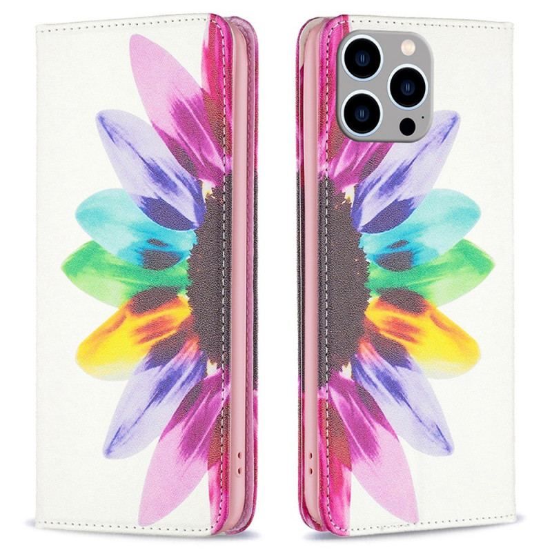 Cover iPhone 14 Pro Max Flip Cover Akvarel Blomst